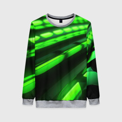 Женский свитшот 3D Green neon abstract