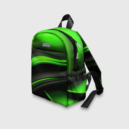 Детский рюкзак 3D с принтом Black green textureпоп, вид сбоку #3