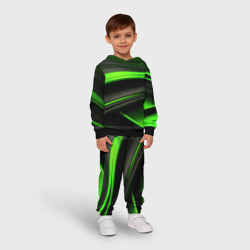 Детский костюм с толстовкой 3D Black green textureпоп - фото 2