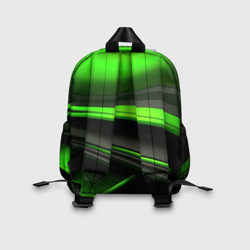 Детский рюкзак 3D с принтом Black green textureпоп, вид сзади #2