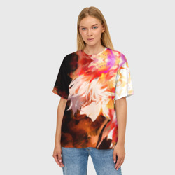 Женская футболка oversize 3D Габимару в цветном огне - фото 2