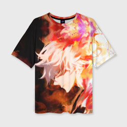 Женская футболка oversize 3D Габимару в цветном огне