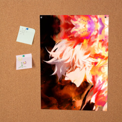 Постер с принтом Габимару в цветном огне для любого человека, вид спереди №2. Цвет основы: белый