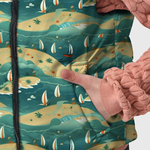 Детский жилет утепленный 3D с принтом Парусники в море, фото #4