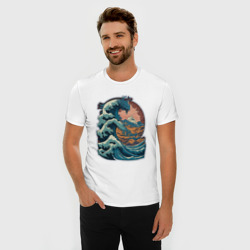 Мужская футболка хлопок Slim Морской дракон в стиле японского укиё-э - фото 2