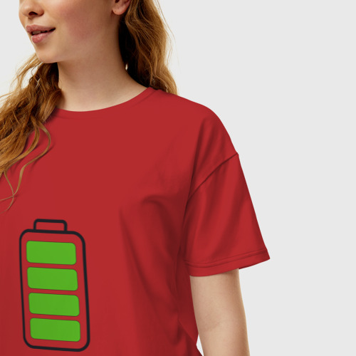 Женская футболка хлопок Oversize с принтом Полностью заряженная батарейка, фото на моделе #1