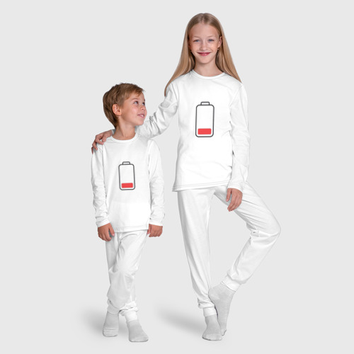 Детская пижама с лонгсливом хлопок Почти разряженная батарейка, цвет белый - фото 9
