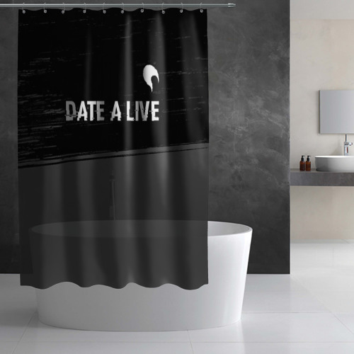 Штора 3D для ванной Date A Live glitch на темном фоне: символ сверху - фото 2