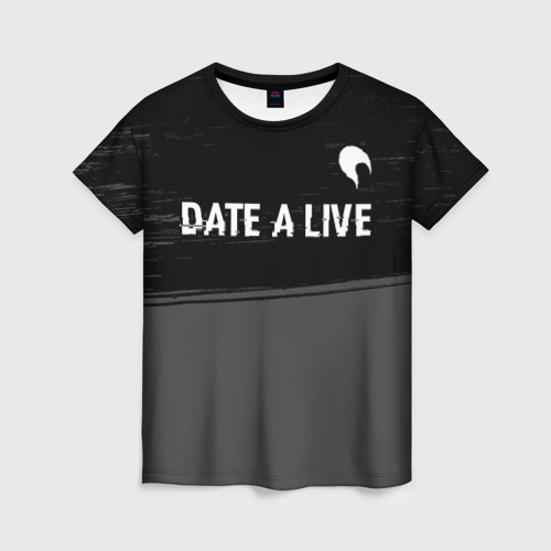 Женская футболка 3D с принтом Date A Live glitch на темном фоне: символ сверху, вид спереди #2