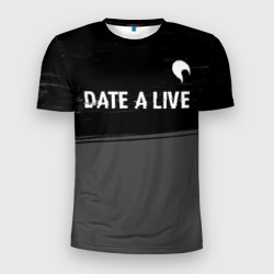Мужская футболка 3D Slim Date A Live glitch на темном фоне: символ сверху