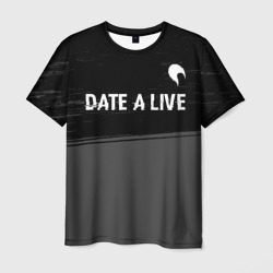 Мужская футболка 3D Date A Live glitch на темном фоне: символ сверху