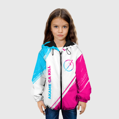 Детская куртка 3D с принтом Akame ga Kill neon gradient style: надпись, символ, вид сбоку #3
