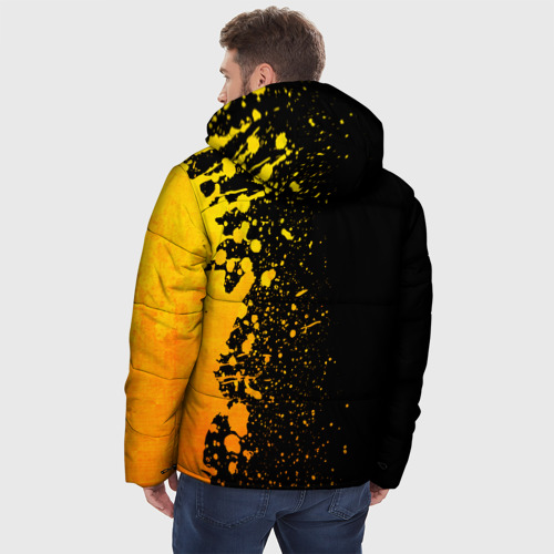 Мужская зимняя куртка 3D с принтом Honda - gold gradient: по-вертикали, вид сзади #2