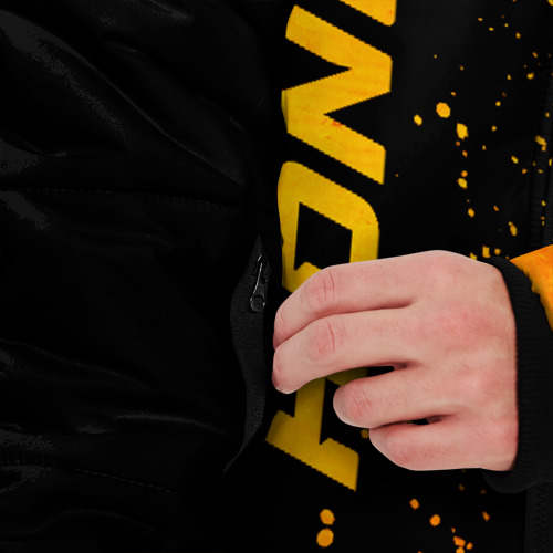 Мужская зимняя куртка 3D с принтом Honda - gold gradient: по-вертикали, вид сбоку #3
