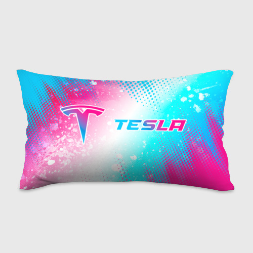 Подушка 3D антистресс Tesla neon gradient style: надпись и символ