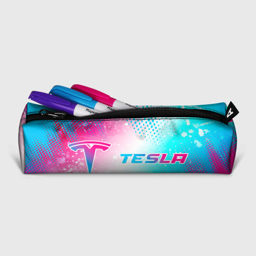 Пенал школьный 3D Tesla neon gradient style: надпись и символ - фото 3