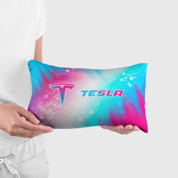 Подушка 3D антистресс Tesla neon gradient style: надпись и символ - фото 2