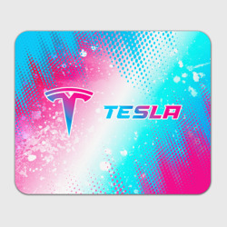 Прямоугольный коврик для мышки Tesla neon gradient style: надпись и символ
