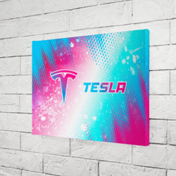 Холст прямоугольный Tesla neon gradient style: надпись и символ - фото 2