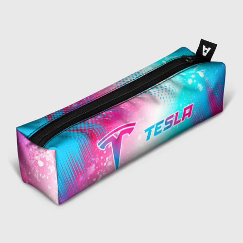 Пенал школьный 3D Tesla neon gradient style: надпись и символ