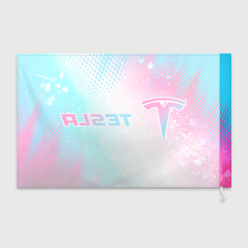 Флаг 3D Tesla neon gradient style: надпись и символ - фото 2