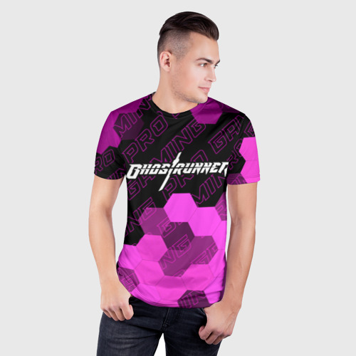 Мужская футболка 3D Slim с принтом Ghostrunner pro gaming: символ сверху, фото на моделе #1
