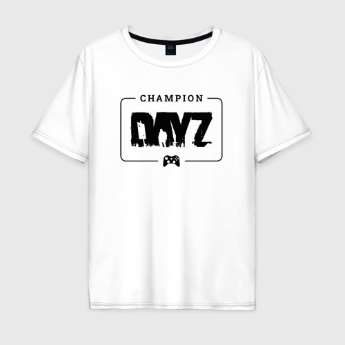 Мужская футболка хлопок Oversize DayZ gaming champion: рамка с лого и джойстиком, цвет белый