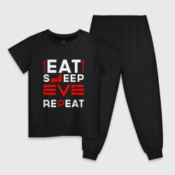 Детская пижама хлопок Надпись eat sleep EVE repeat