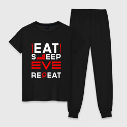 Женская пижама хлопок Надпись eat sleep EVE repeat