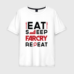 Мужская футболка хлопок Oversize Надпись: eat sleep Far Cry repeat