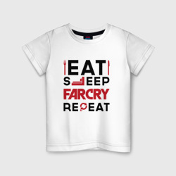Детская футболка хлопок Надпись: eat sleep Far Cry repeat