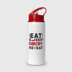 Бутылка для воды с трубочкой Надпись: eat sleep Far Cry repeat