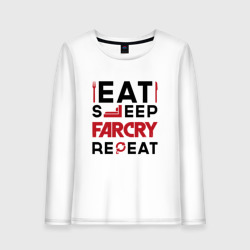 Женский лонгслив хлопок Надпись: eat sleep Far Cry repeat