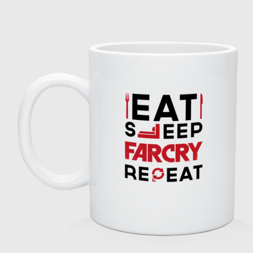Кружка керамическая с принтом Надпись: eat sleep Far Cry repeat, вид спереди №1