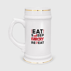 Кружка пивная Надпись: eat sleep Far Cry repeat