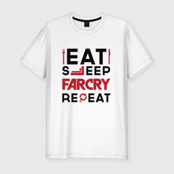 Мужская футболка хлопок Slim Надпись: eat sleep Far Cry repeat