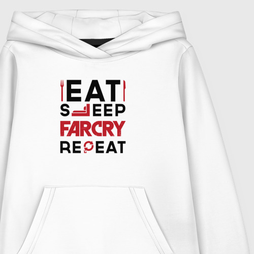 Детская толстовка хлопок Надпись: eat sleep Far Cry repeat, цвет белый - фото 3