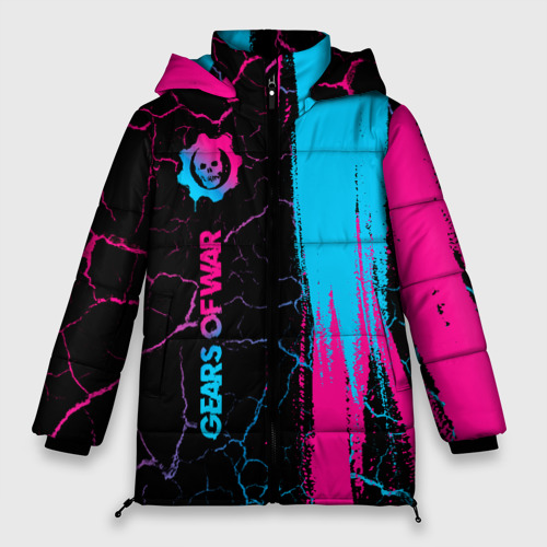 Женская зимняя куртка Oversize Gears of War - neon gradient: по-вертикали, цвет черный