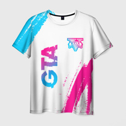 Мужская футболка 3D GTA neon gradient style: надпись, символ