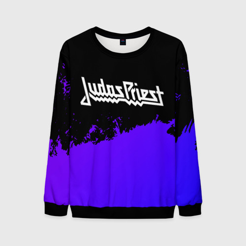 Мужской свитшот 3D с принтом Judas Priest purple grunge, вид спереди #2
