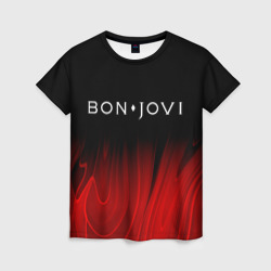 Женская футболка 3D Bon Jovi red plasma