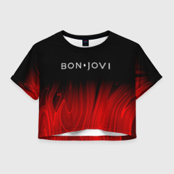 Женская футболка Crop-top 3D Bon Jovi red plasma