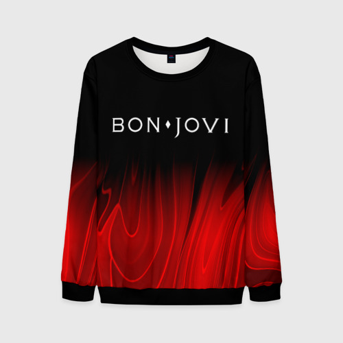 Мужской свитшот 3D Bon Jovi red plasma, цвет черный