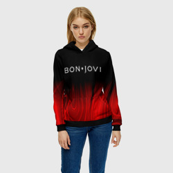 Женская толстовка 3D Bon Jovi red plasma - фото 2