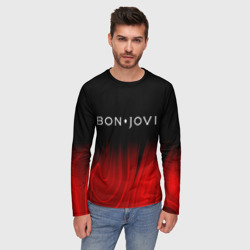 Мужской лонгслив 3D Bon Jovi red plasma - фото 2