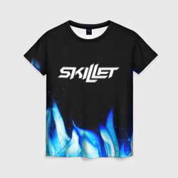 Женская футболка 3D Skillet blue fire