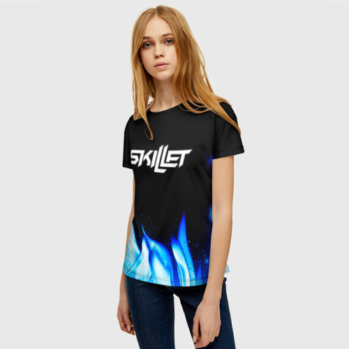 Женская футболка 3D Skillet blue fire, цвет 3D печать - фото 3