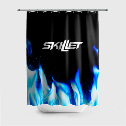 Штора 3D для ванной Skillet blue fire