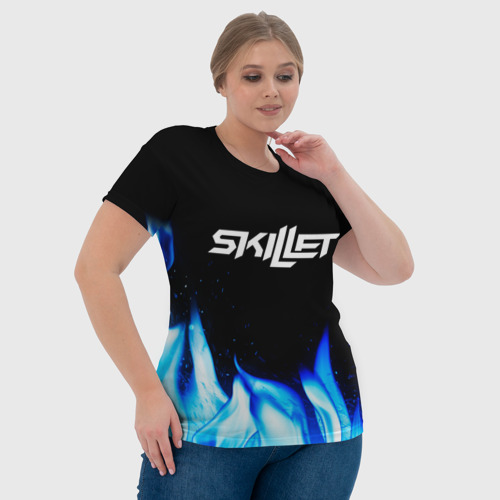 Женская футболка 3D Skillet blue fire, цвет 3D печать - фото 6