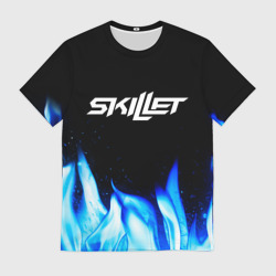 Мужская футболка 3D Skillet blue fire
